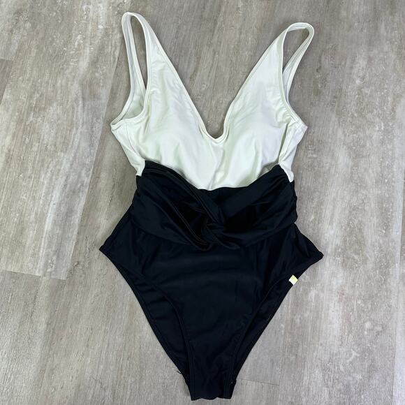 Summersalt The Deep Dive Twist Backflip One Piece Swimsuit Black & White Size 6 - Picture 3 of 5